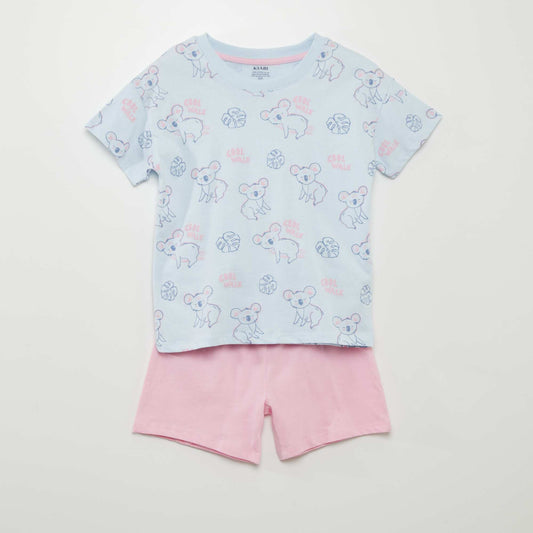 Ensemble de pyjama imprimé : T-shirt + short - 2 pièces Bleu