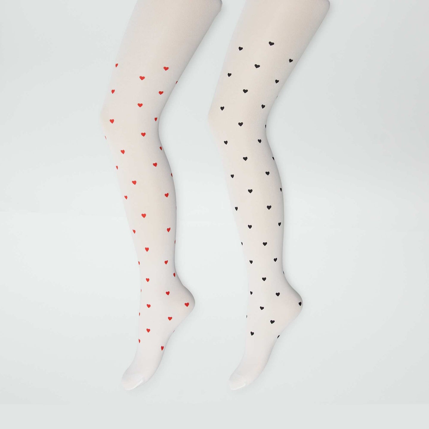 Lot de 2 collants légers fantaisie BLANC/ROUGE/NOIR