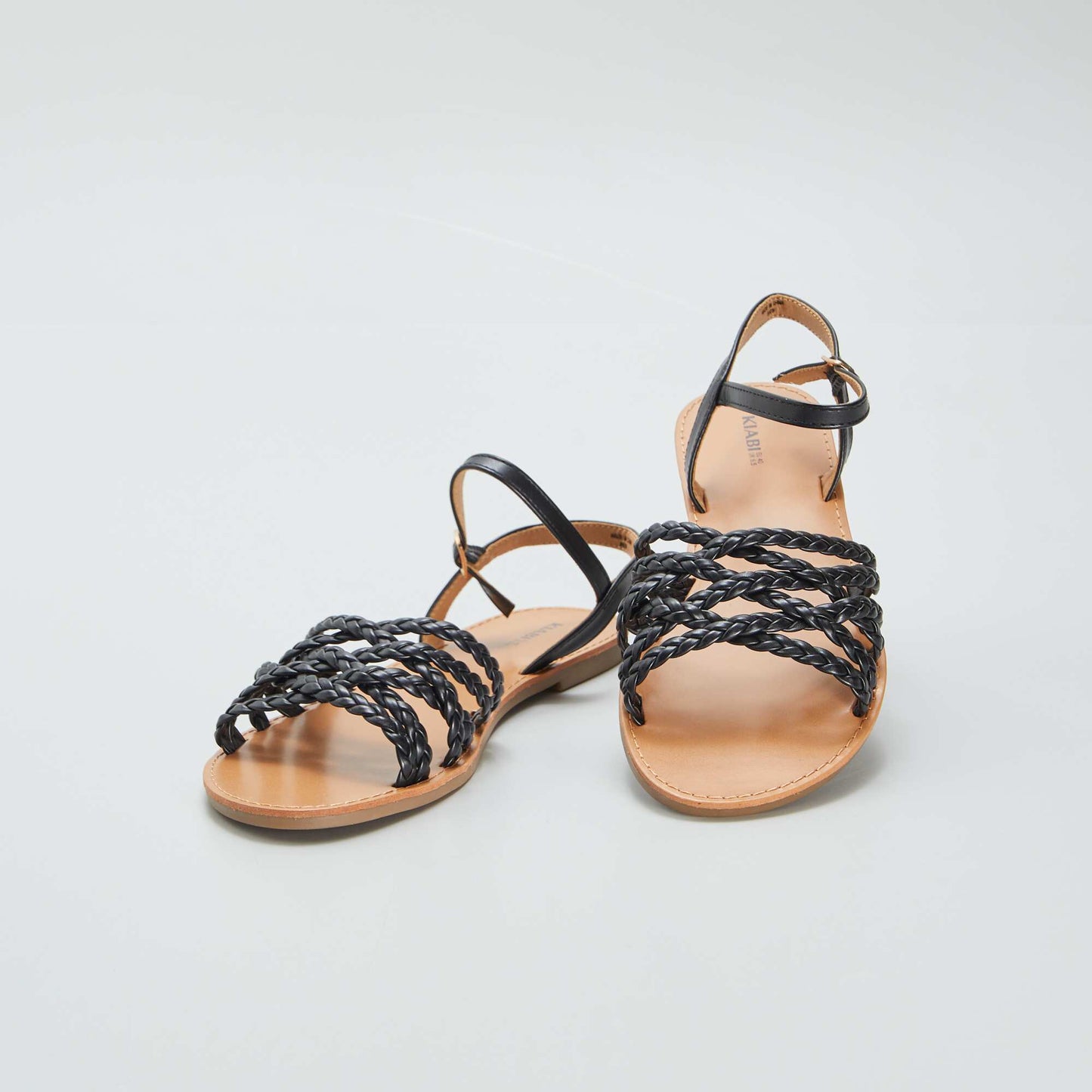 Sandales plates à brides tressées noir