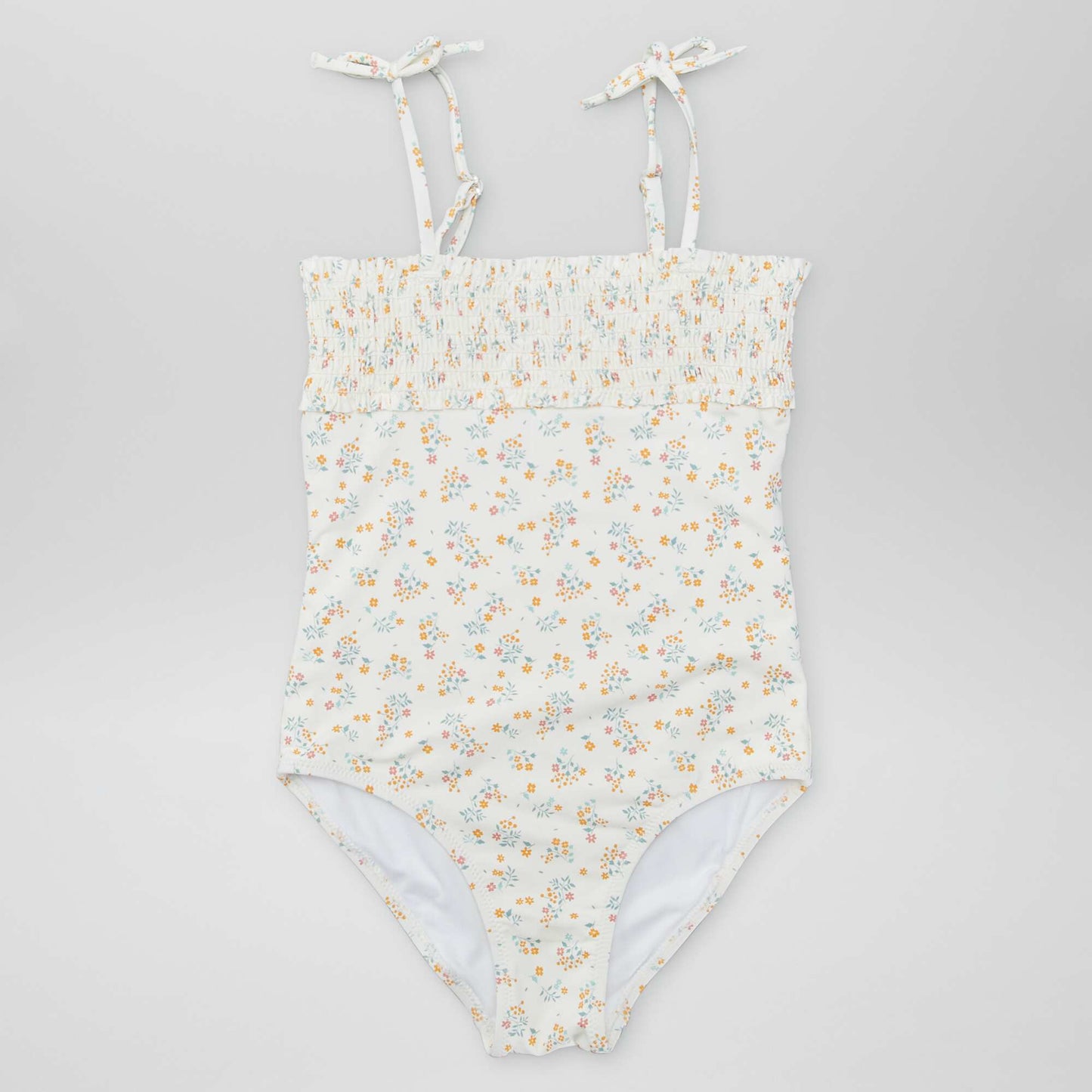 Maillot de bain smocké + Chouchou - 2 pièces Blanc