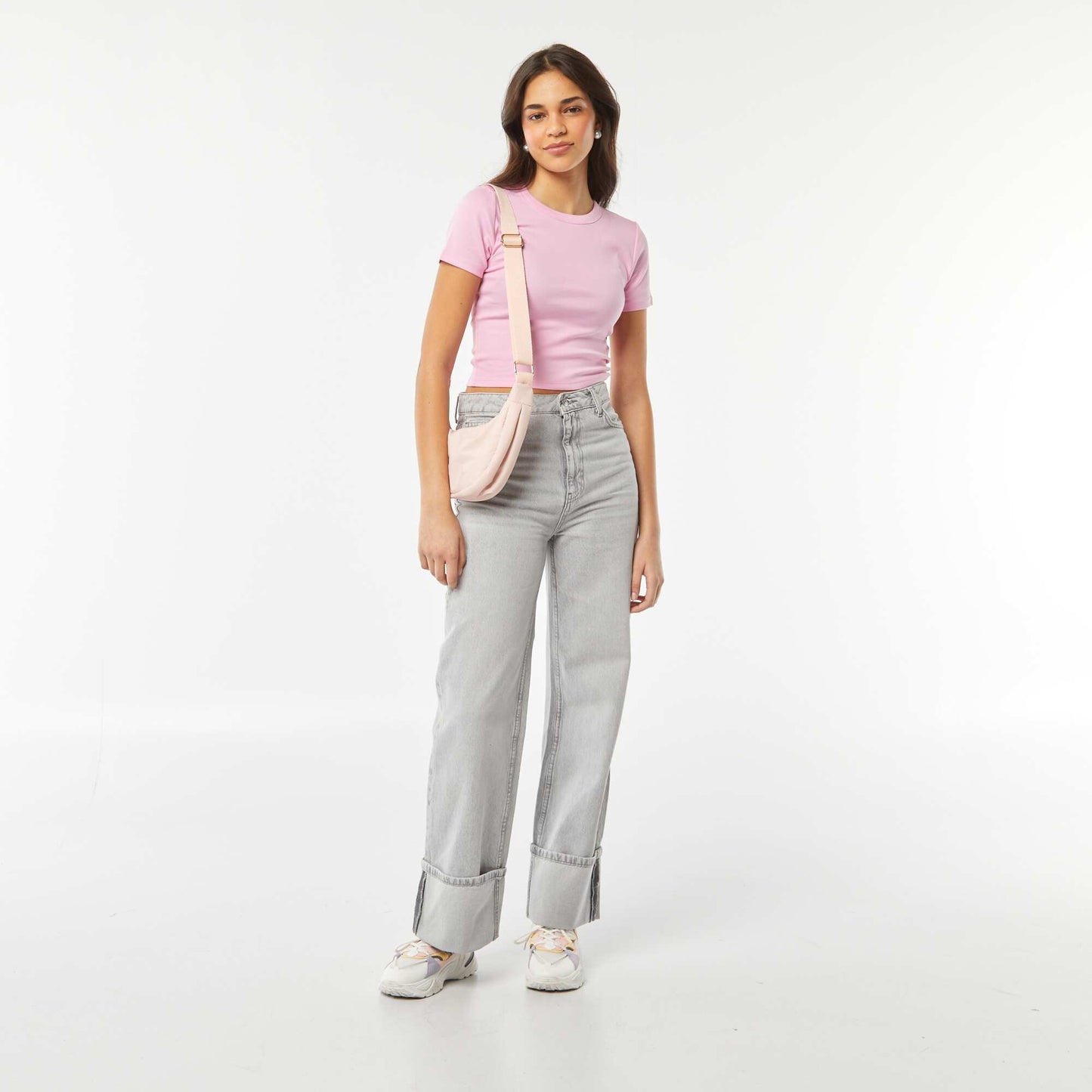 T-shirt cropped manches courtes ROSE