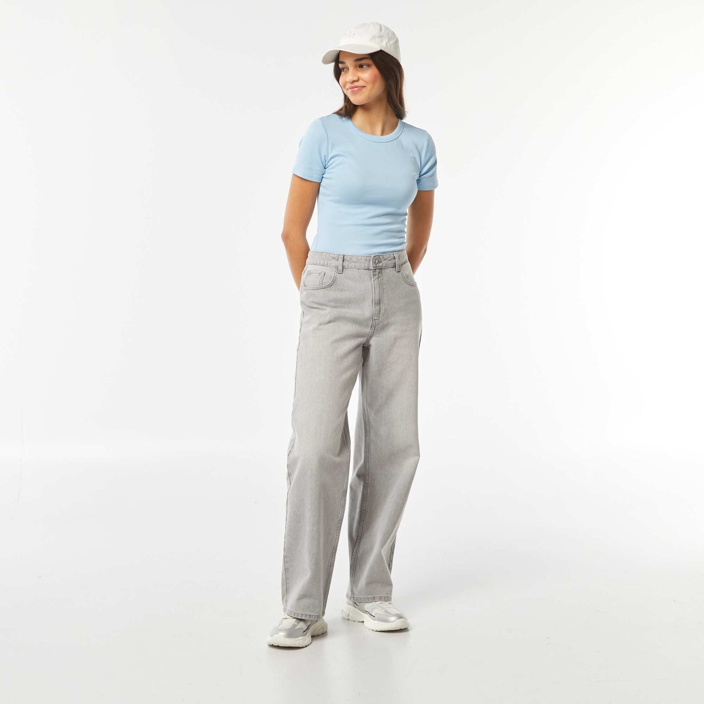 T-shirt cropped manches courtes BLEU
