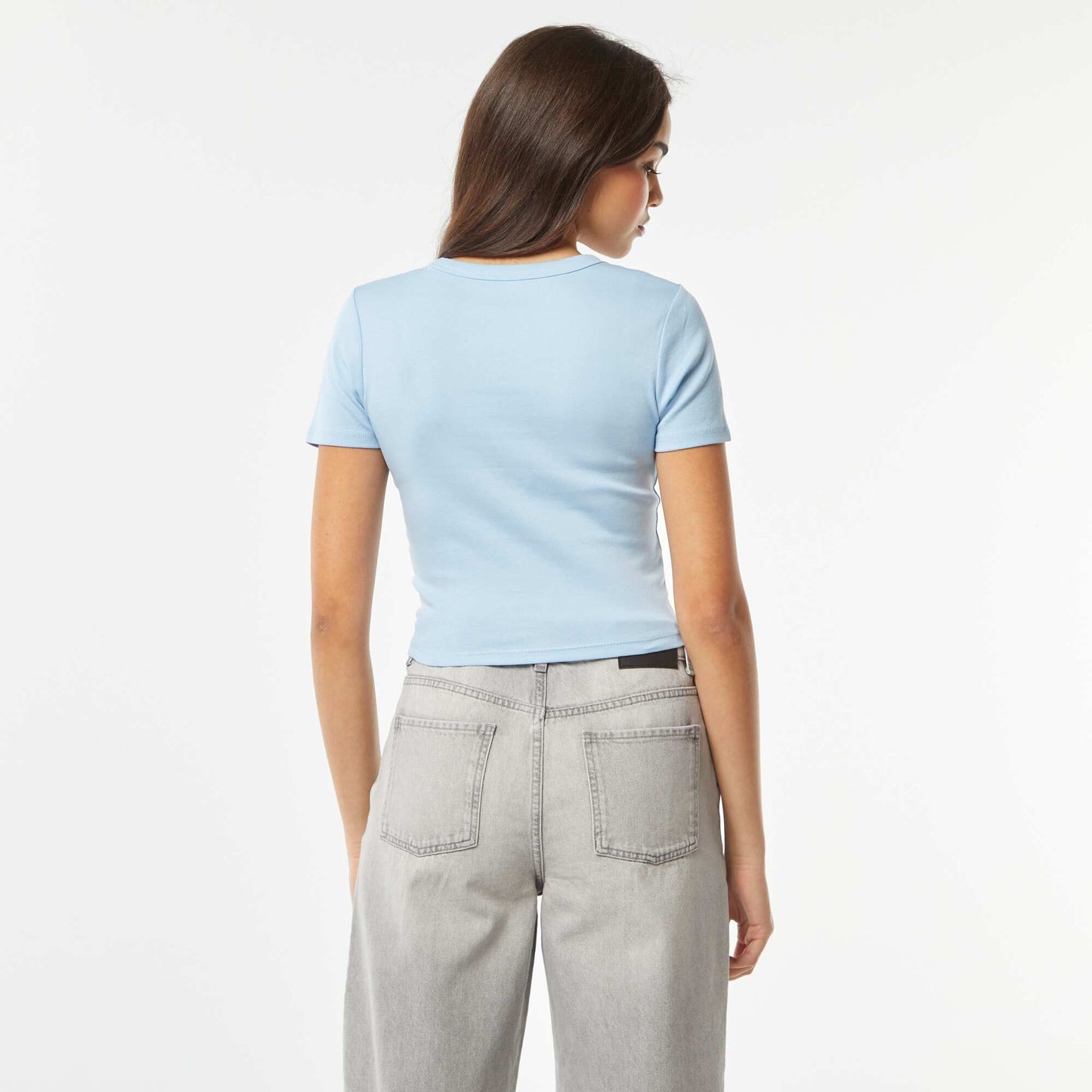 T-shirt cropped manches courtes BLEU