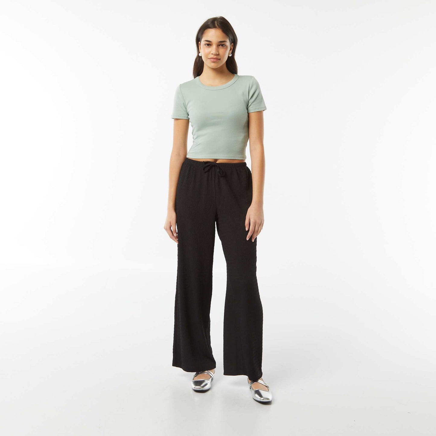 T-shirt cropped manches courtes VERT