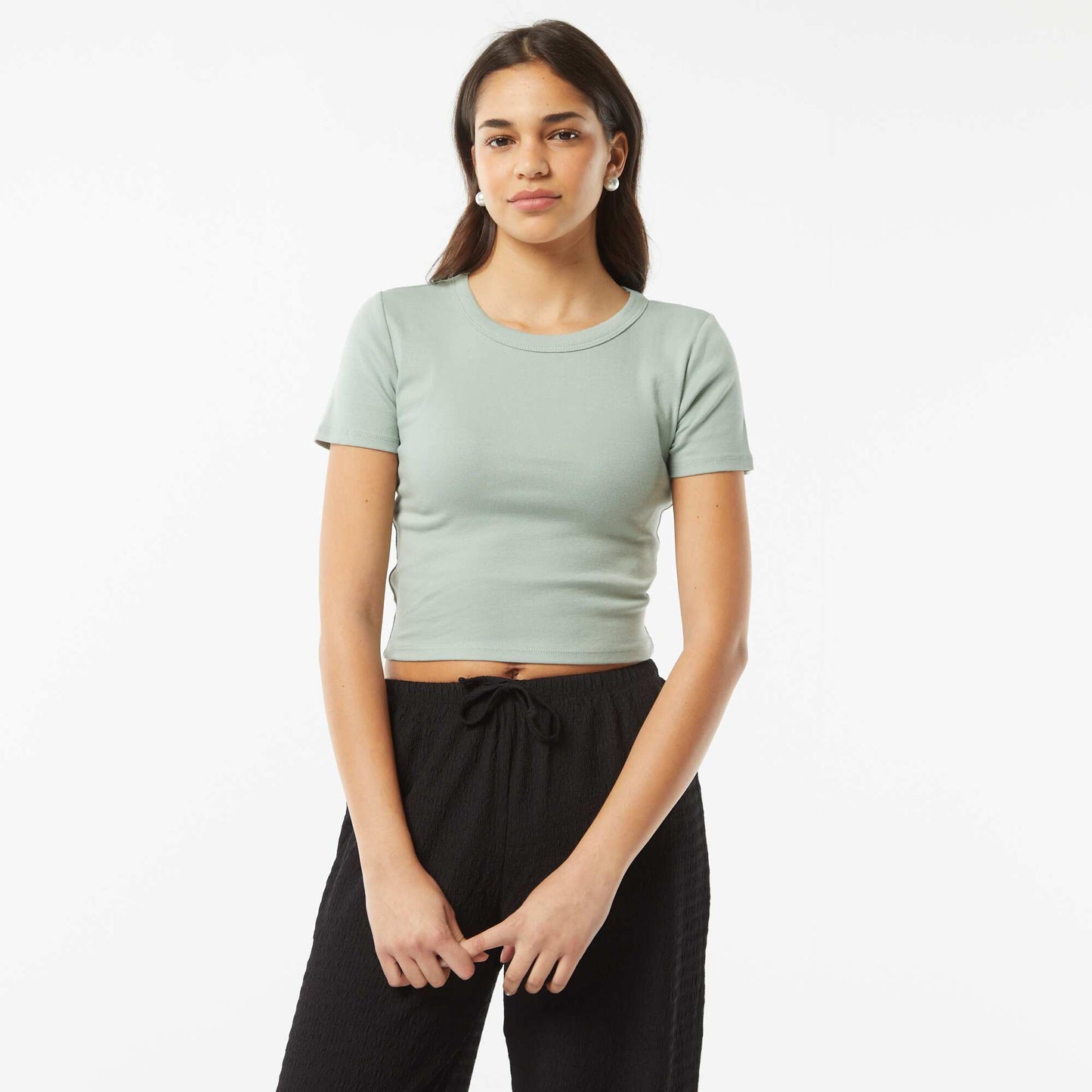 T-shirt cropped manches courtes VERT