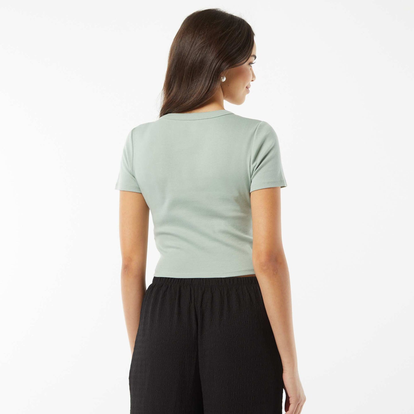 T-shirt cropped manches courtes VERT