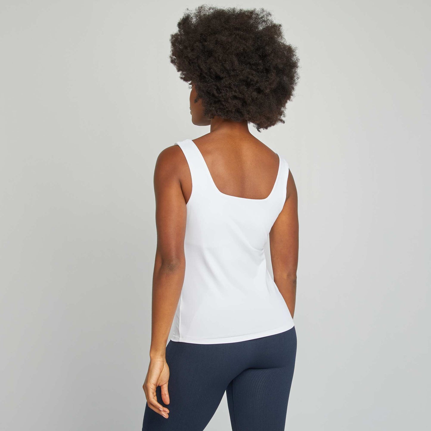 T-shirt stretch à col carré BLANC