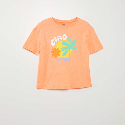 T-shirt en jersey imprimé Orange