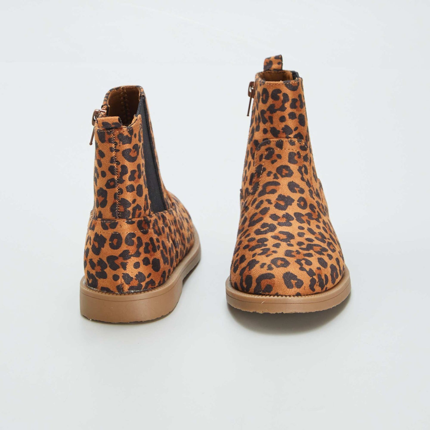 Boots modèle Chelsea 'léopard' Marron