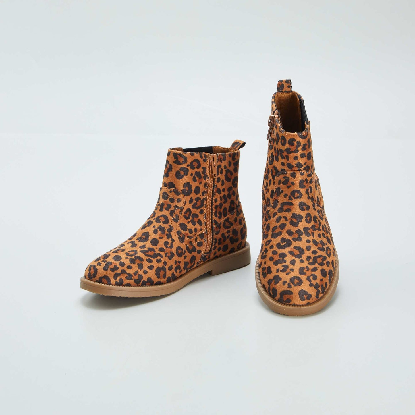 Boots modèle Chelsea 'léopard' Marron