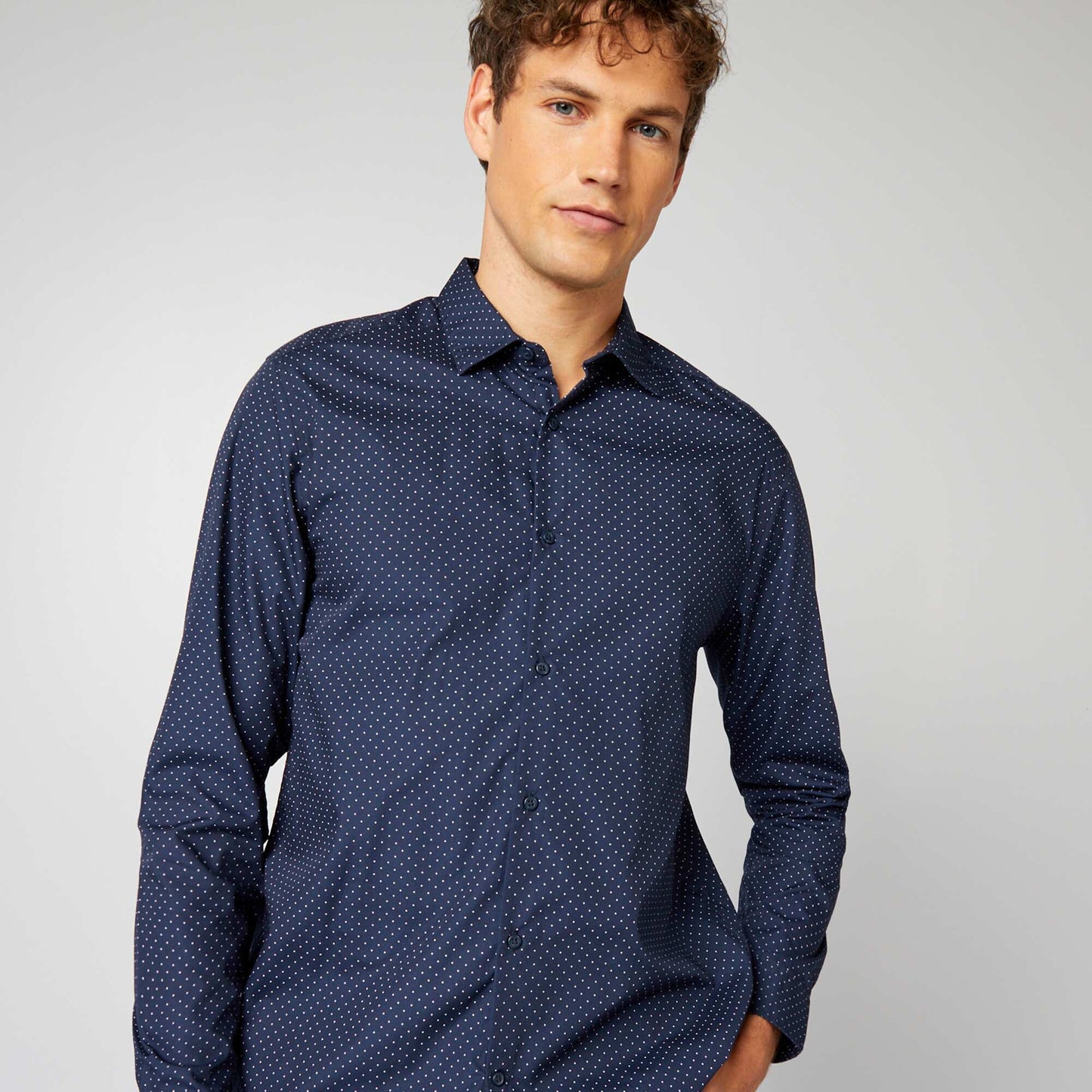 Chemise régular à pois Bleu