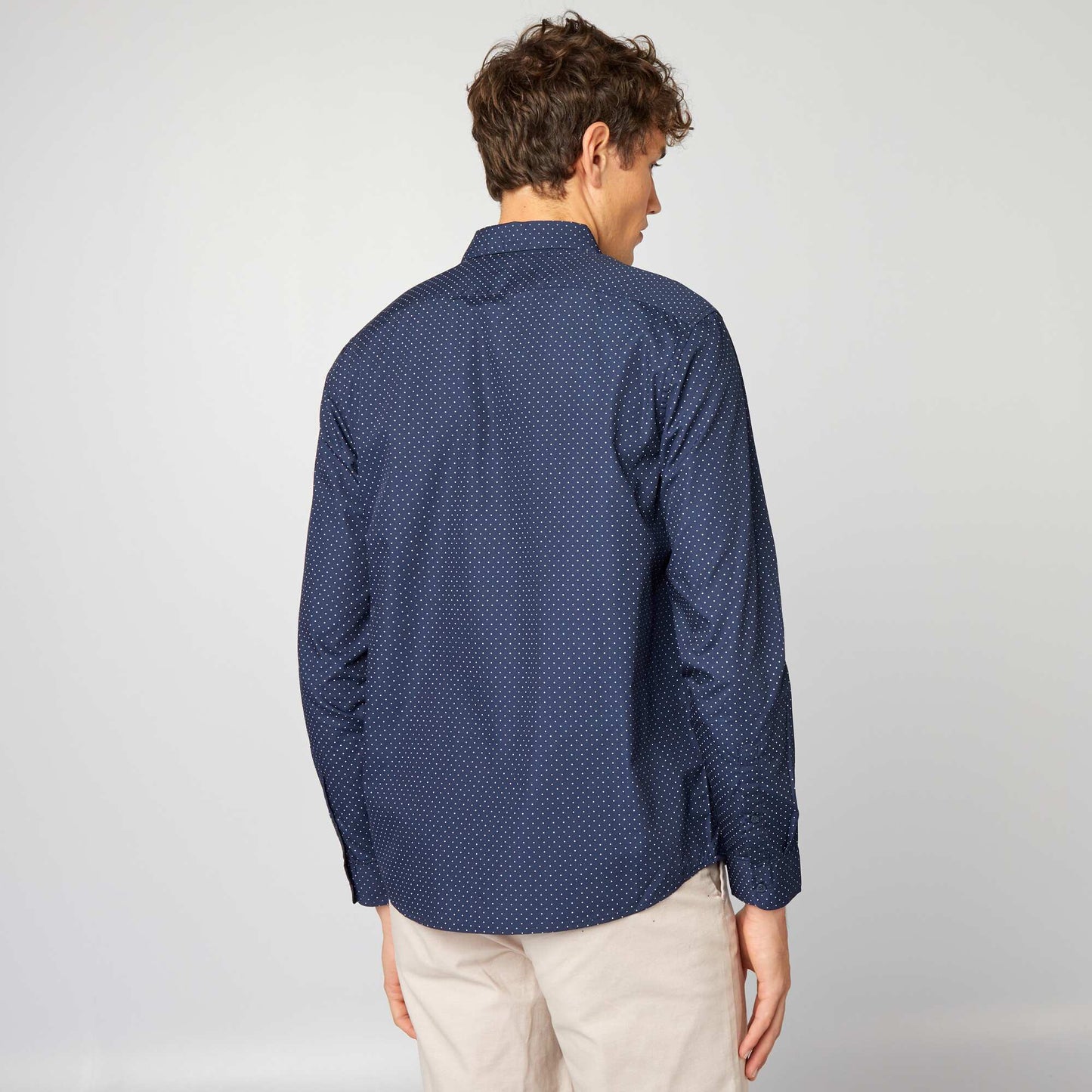 Chemise régular à pois Bleu