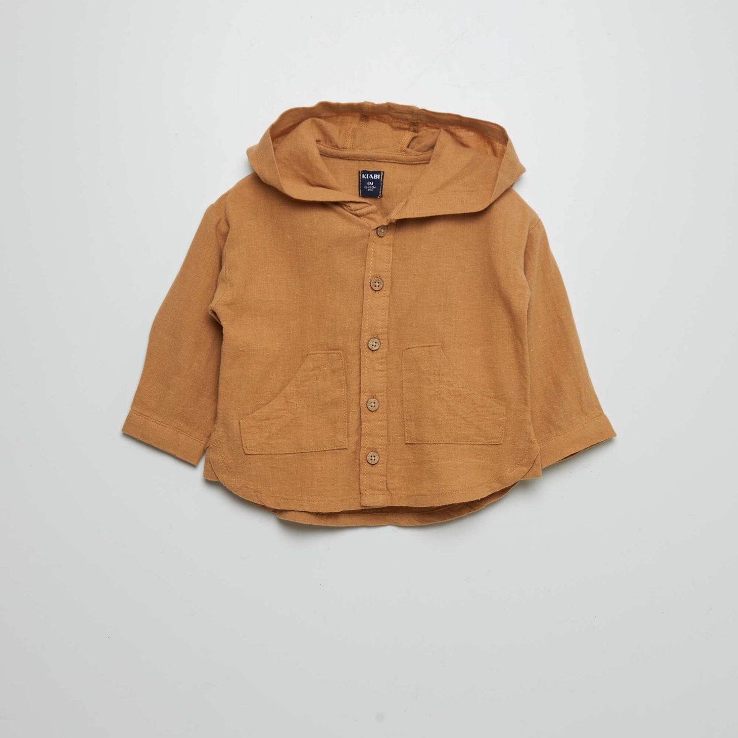 Chemise à capuche en lin mélangé beige