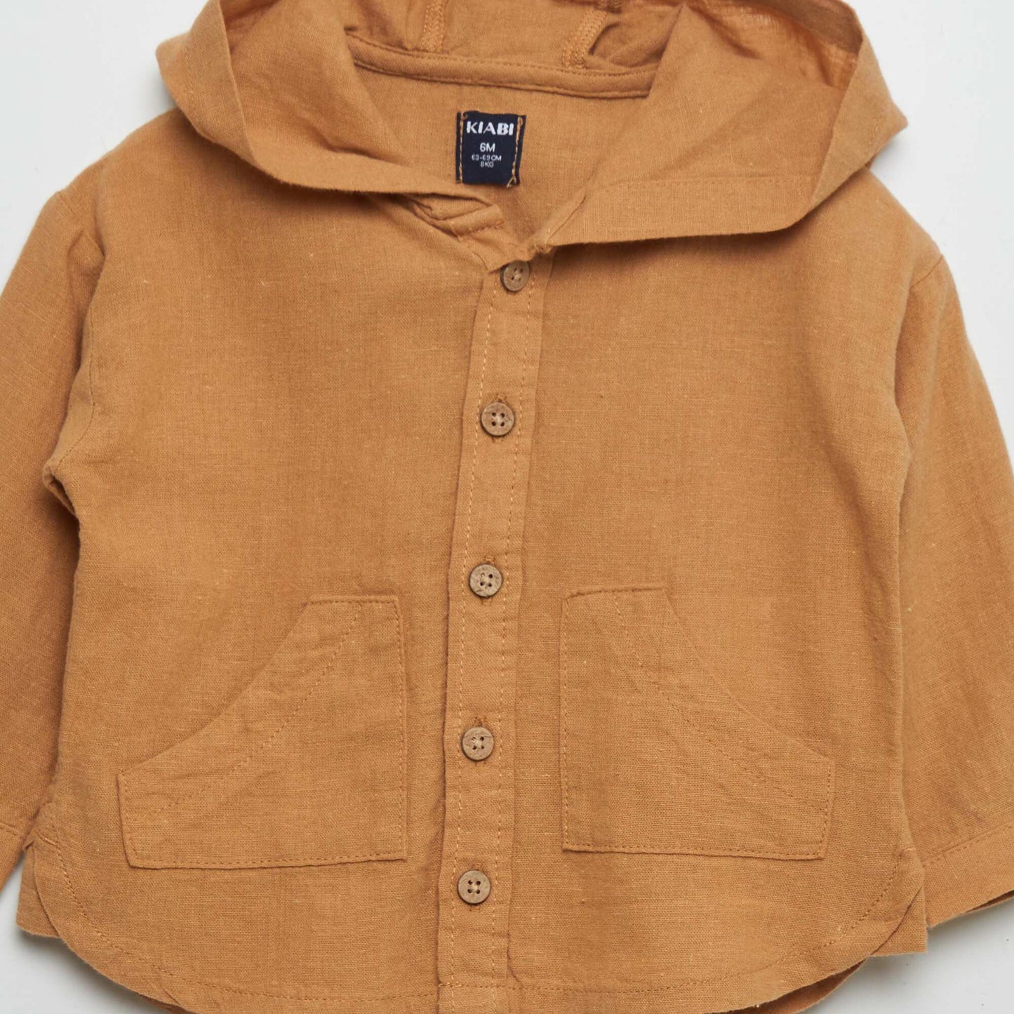 Chemise à capuche en lin mélangé beige