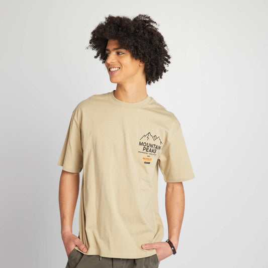 T-shirt en coton avec imprimé Beige