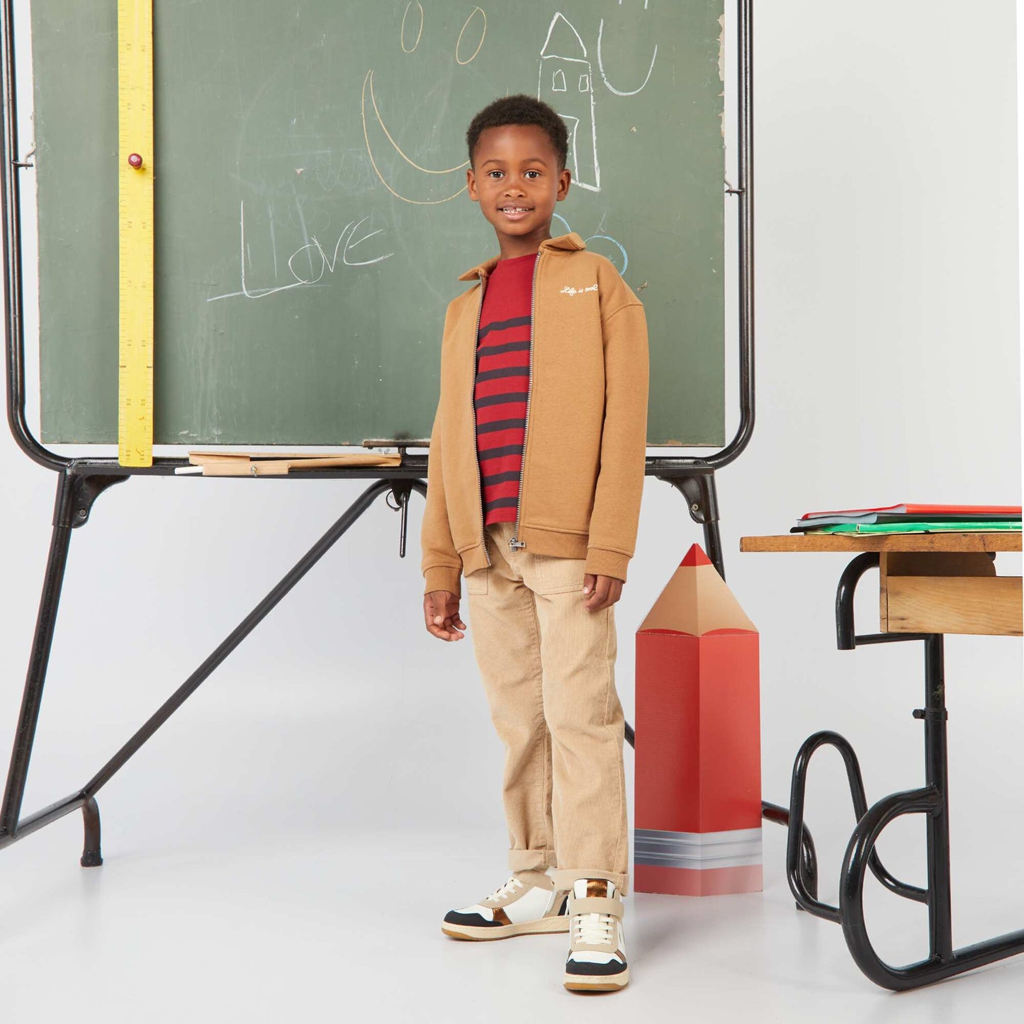 Sweat en molleton avec ouverture zippée Marron