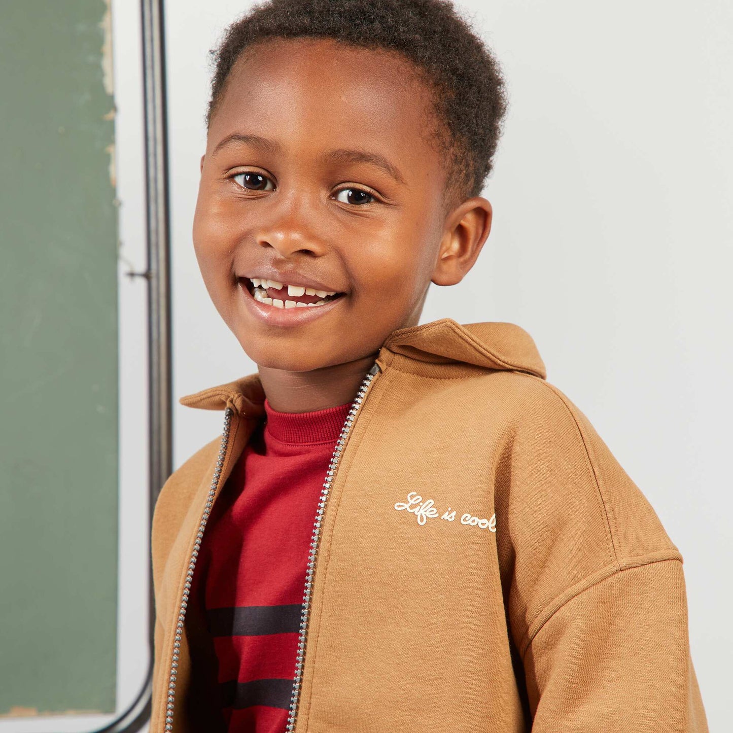 Sweat en molleton avec ouverture zippée Marron