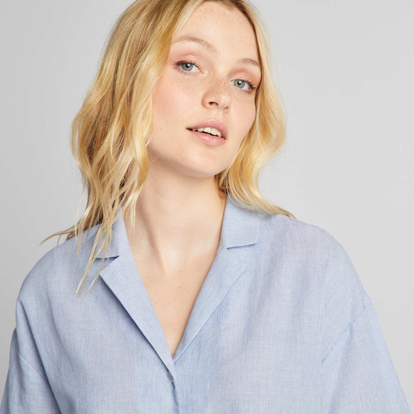 Pyjama chemisier 2 pièces Bleu rayé