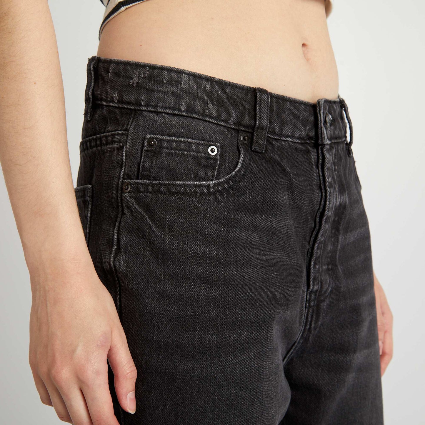 Jean droit à taille haute Noir