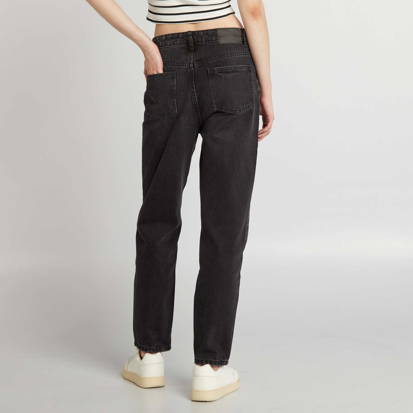 Jean droit à taille haute Noir