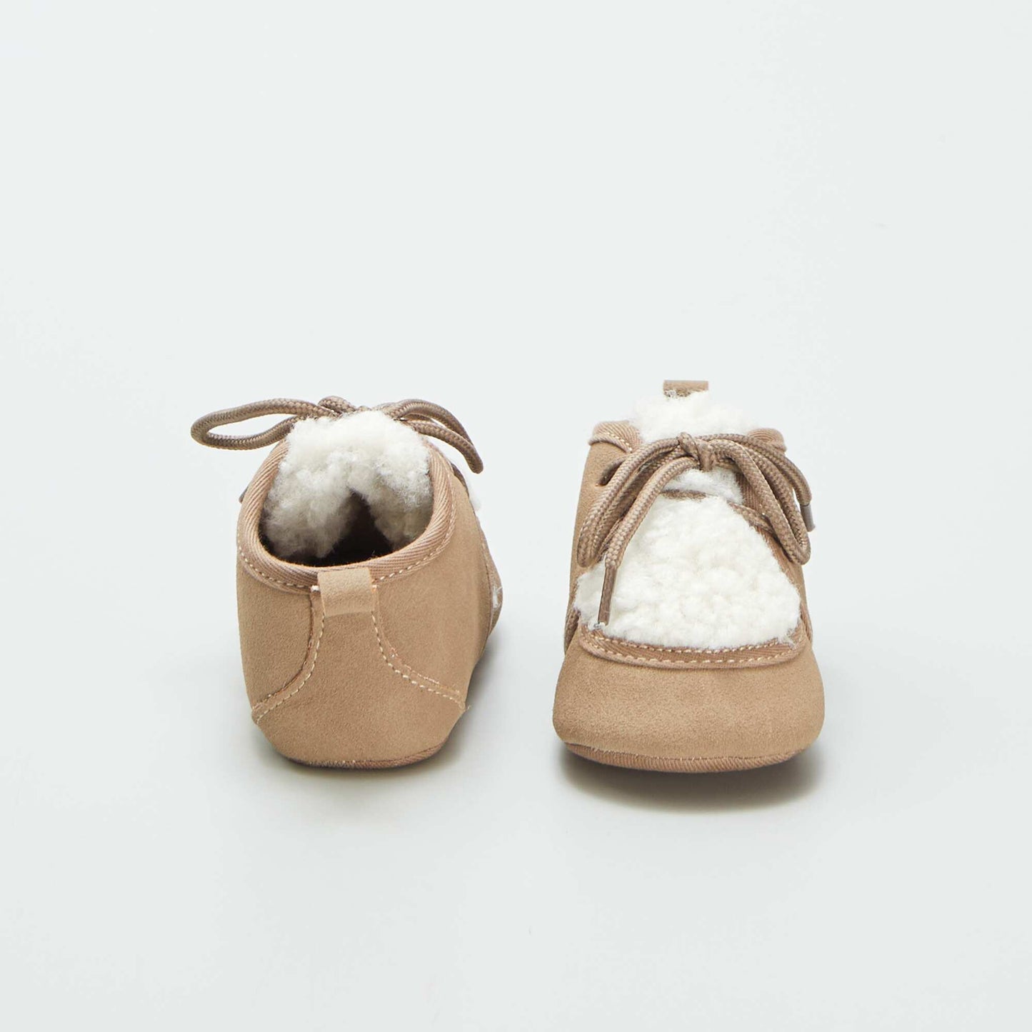Baskets avec languette effet moutonnée Marron