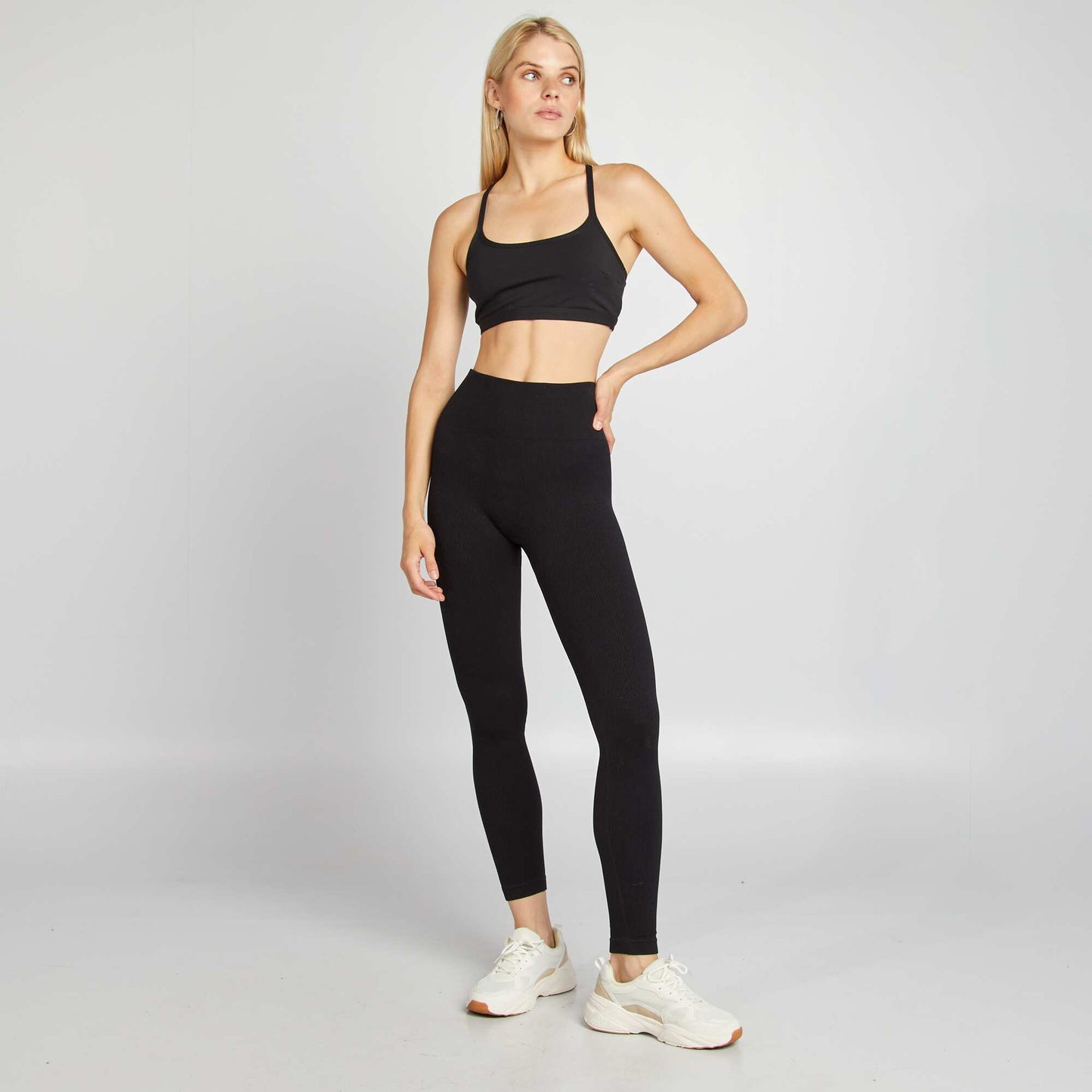 Legging côtelé sans couture noir