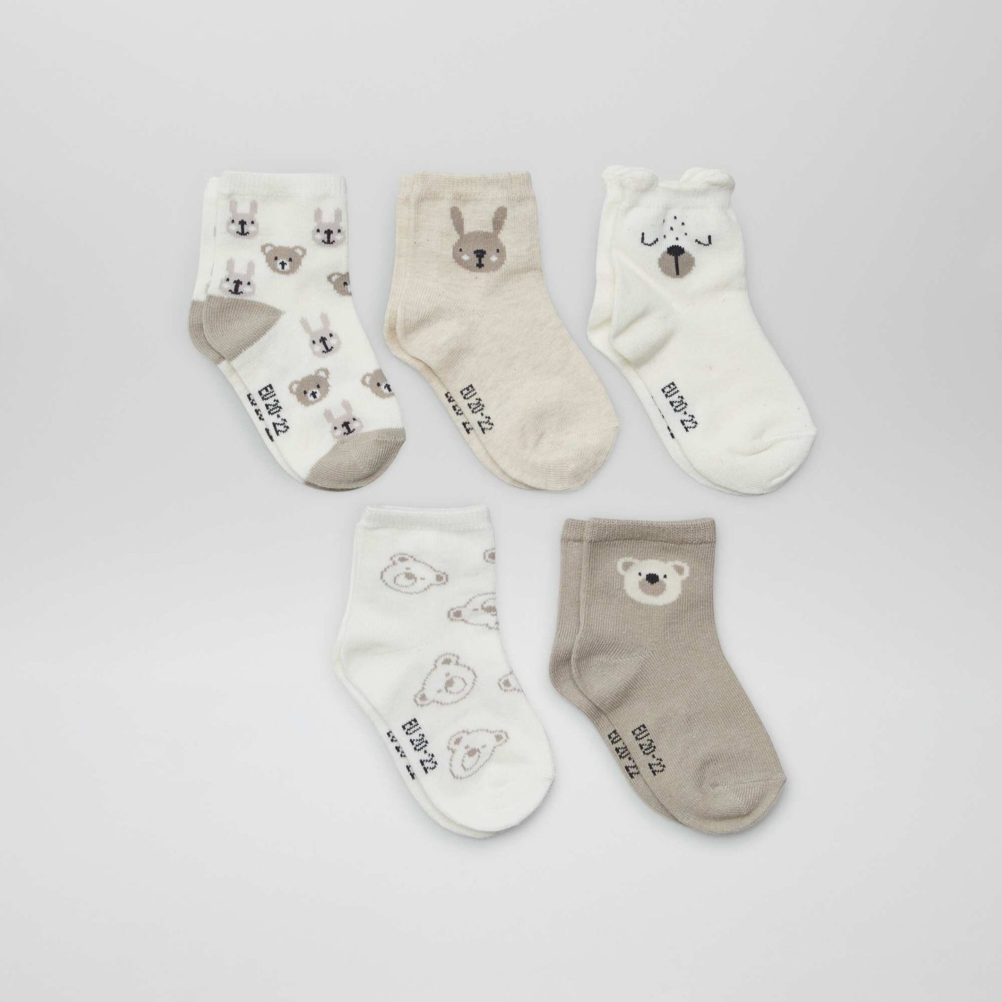 Lot de 5 paires de chaussettes en maille stretch Beige