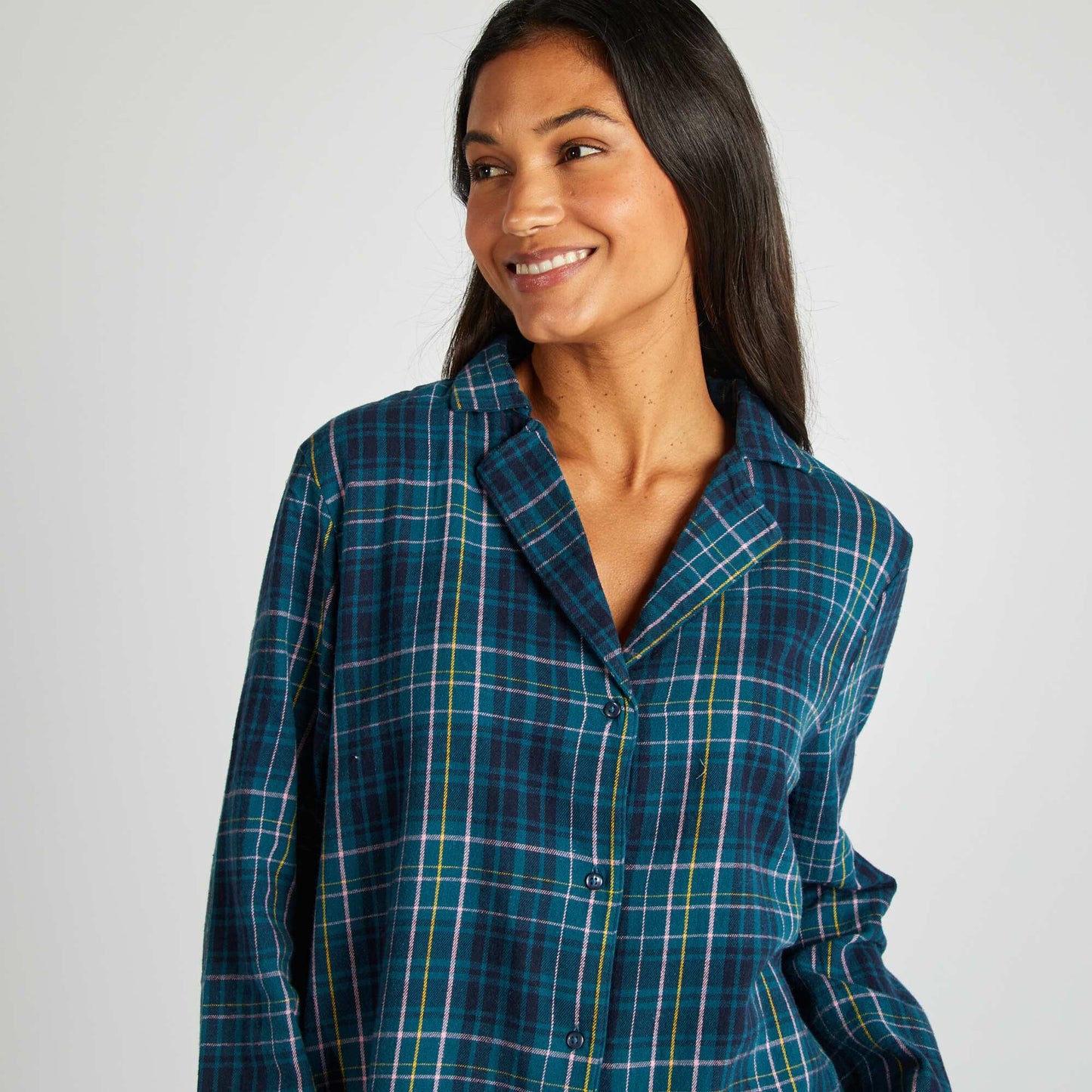 Ensemble pyjama chemise + pantalon à carreaux Vert carreaux