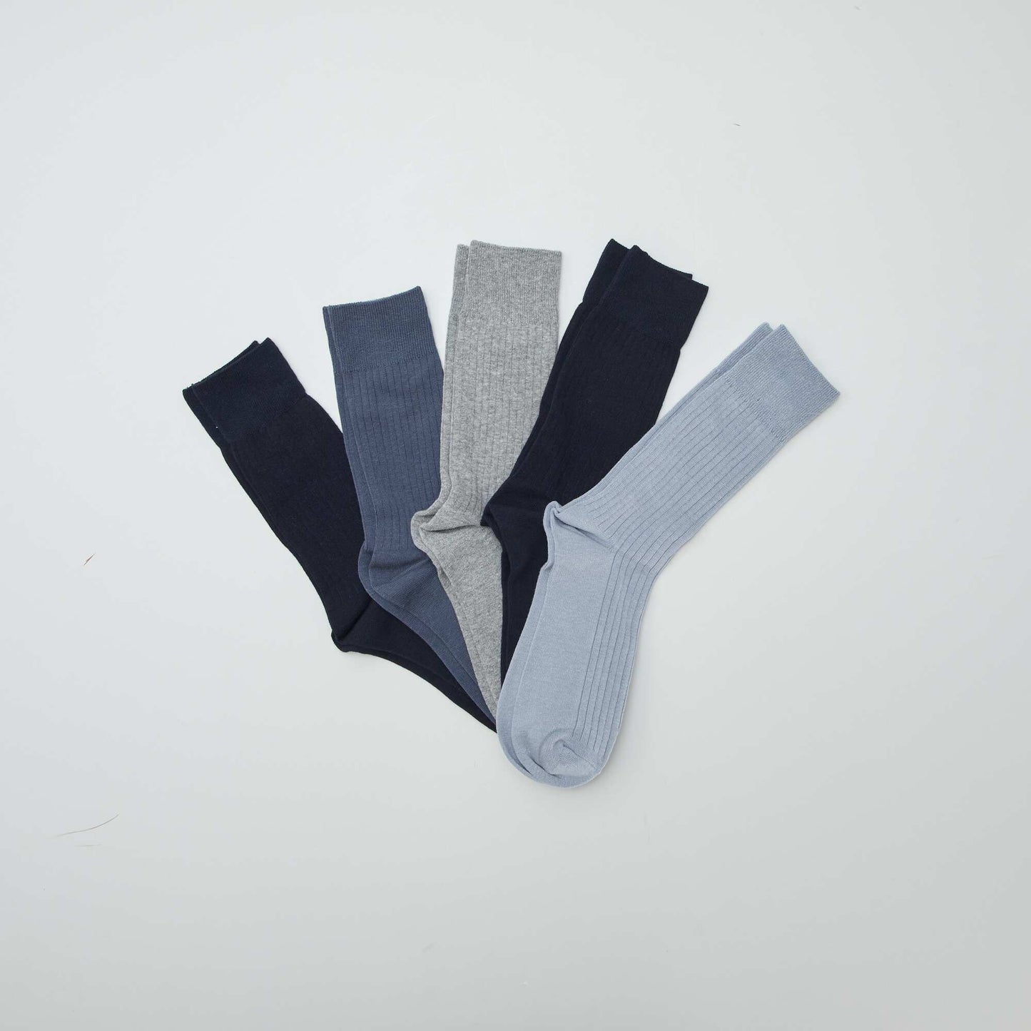 Lot de 5 chaussettes côtelées BLEU/GRIS