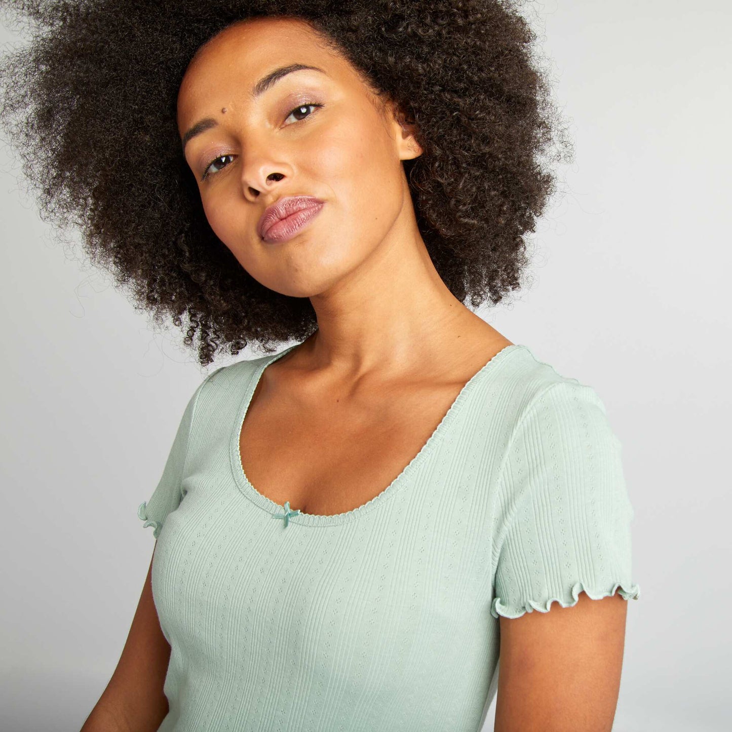 Tee-shirt de pyjama en maille pointelle Vert jade