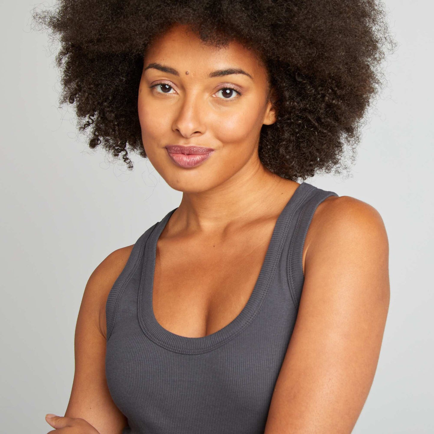 Débardeur côtelé de nuit gris foncé