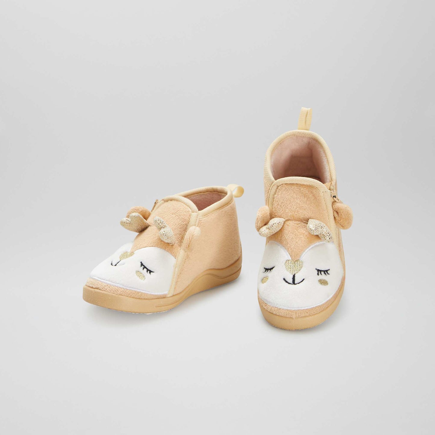 Chaussons bottillons 'renne' beige