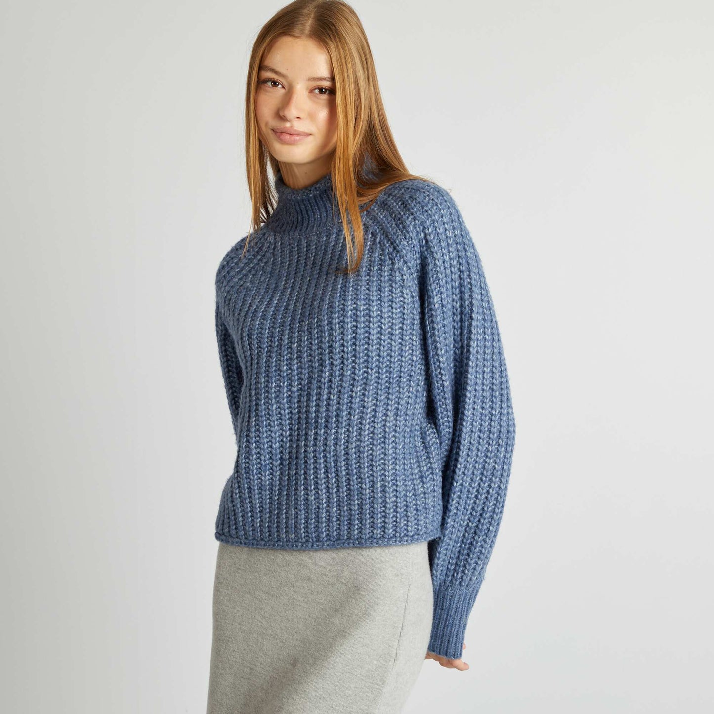 Pull col montant Bleu
