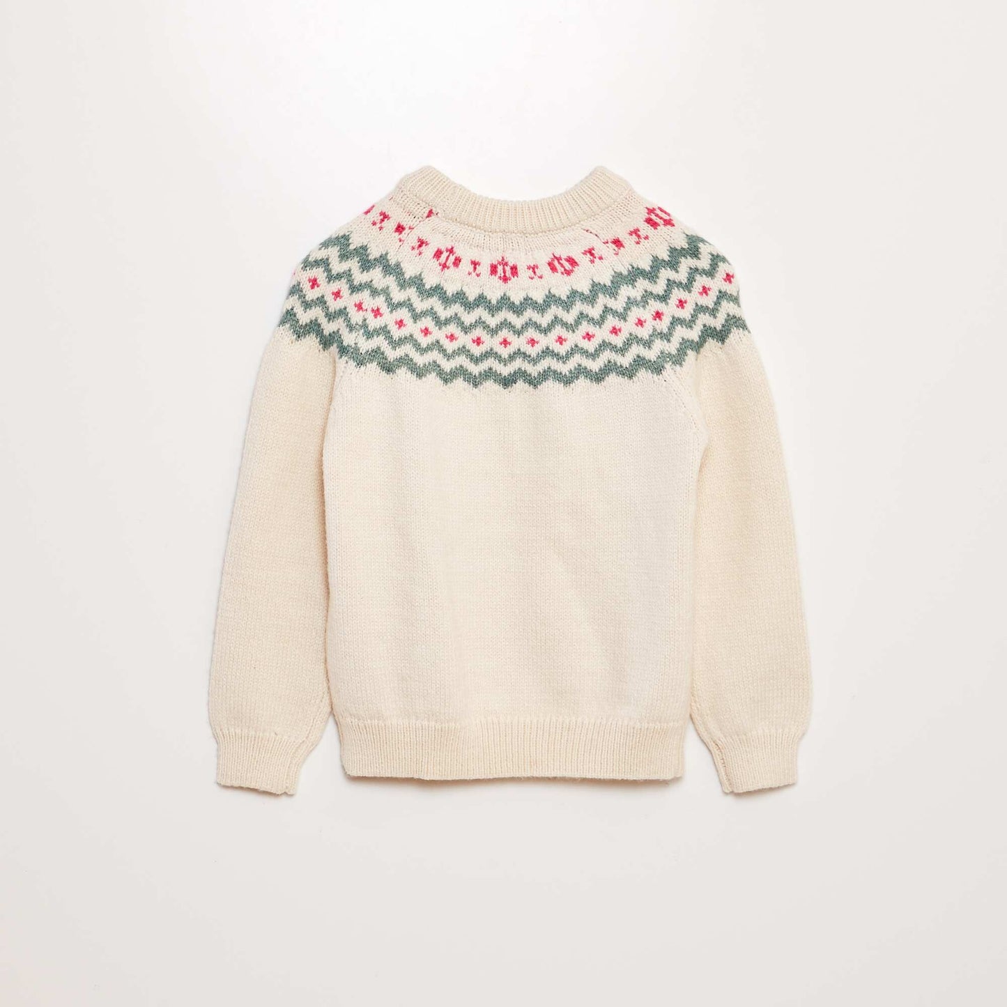 Pull jacquard à col rond Beige