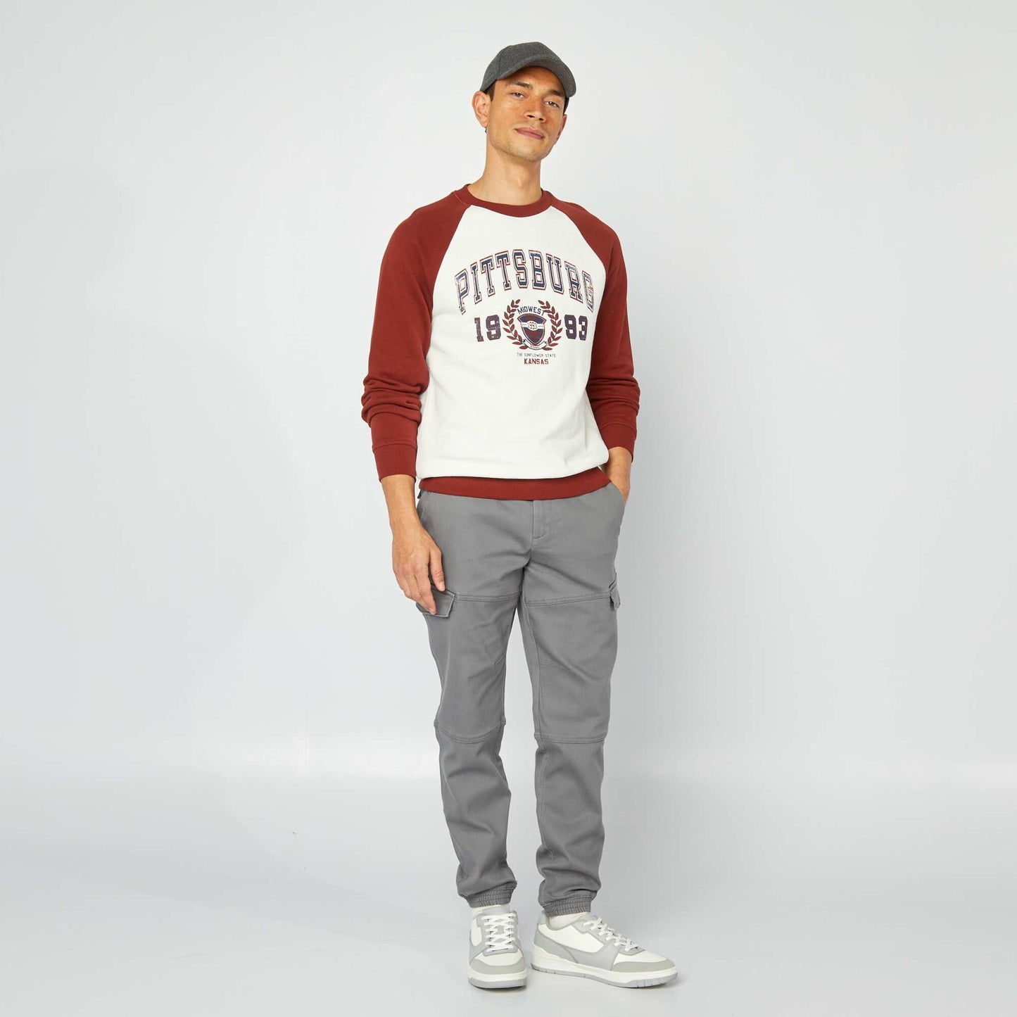 Pantalon multipoches uni GRIS