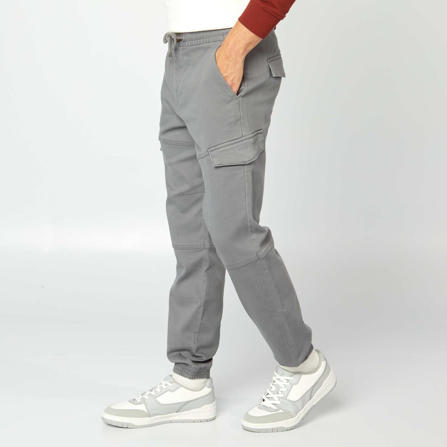 Pantalon multipoches uni GRIS