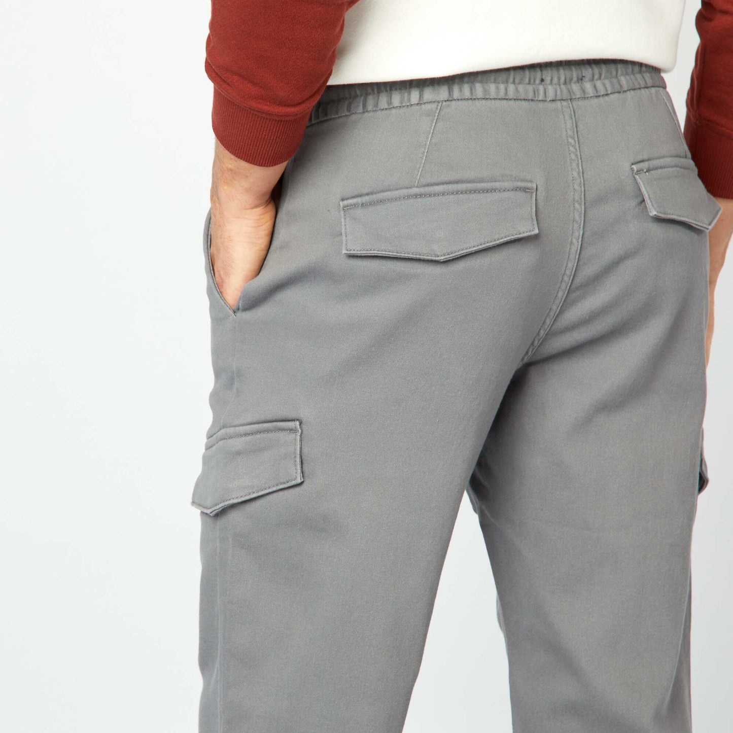 Pantalon multipoches uni GRIS