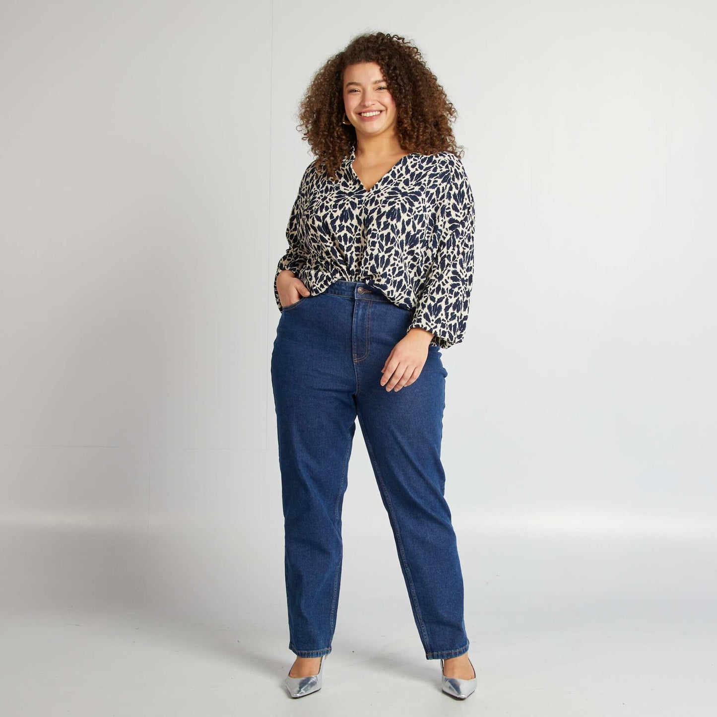 Blouse en matière crêpée BLEU