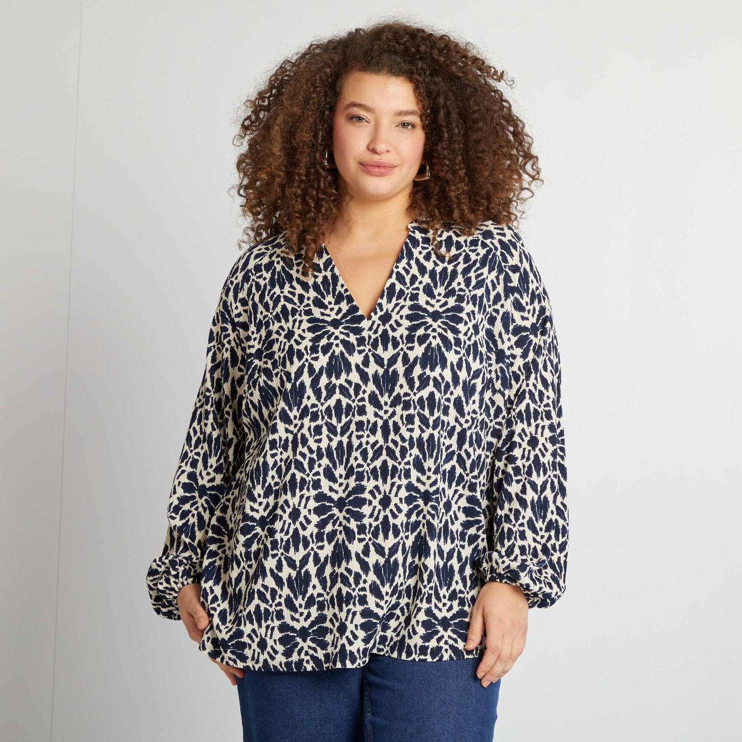 Blouse en matière crêpée BLEU