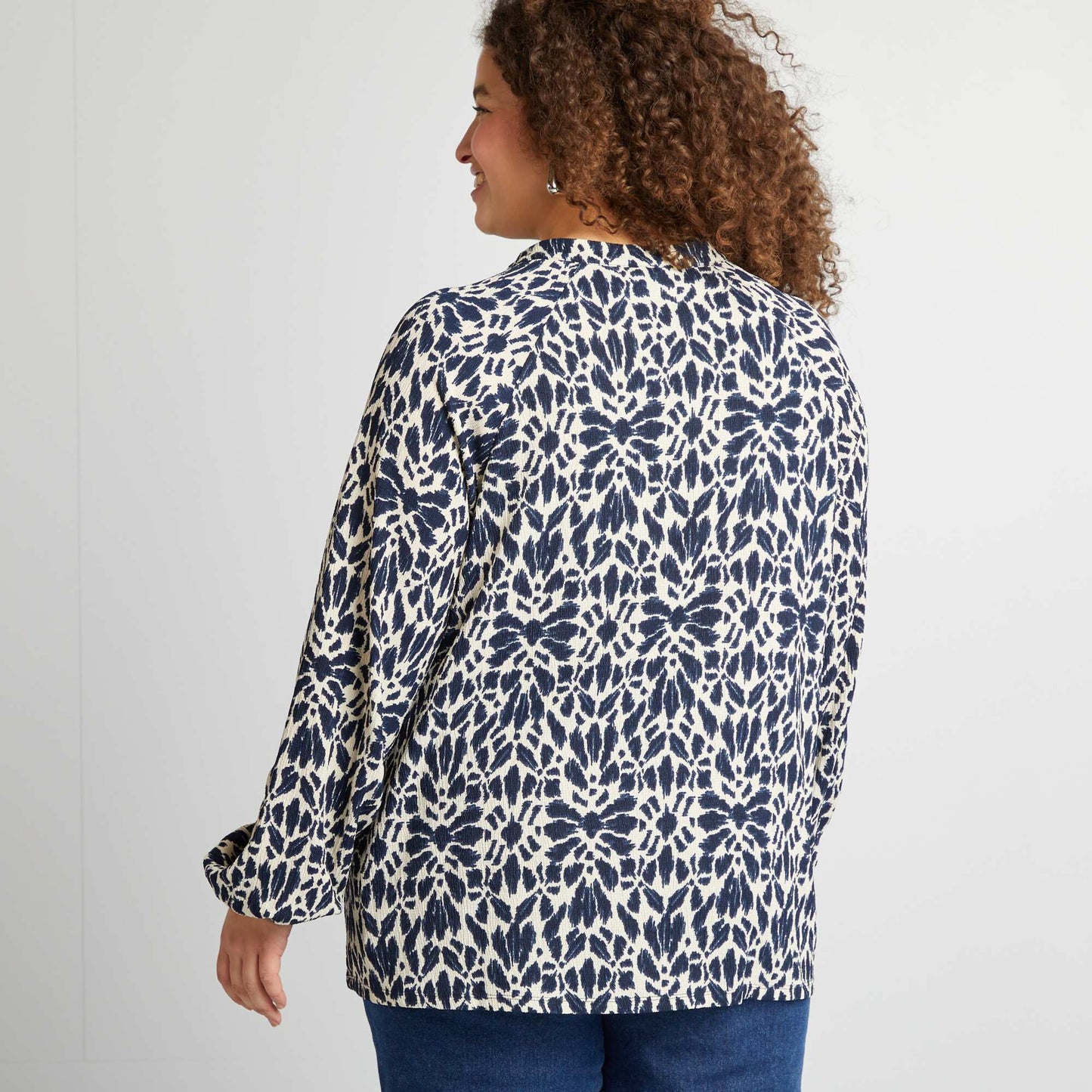 Blouse en matière crêpée BLEU