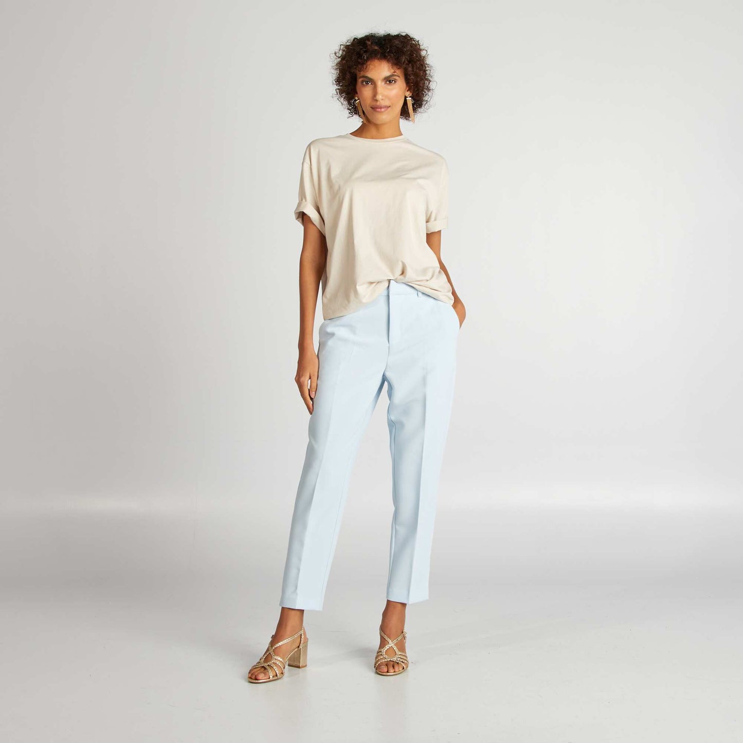 Tee-shirt basique fluide Gris clair