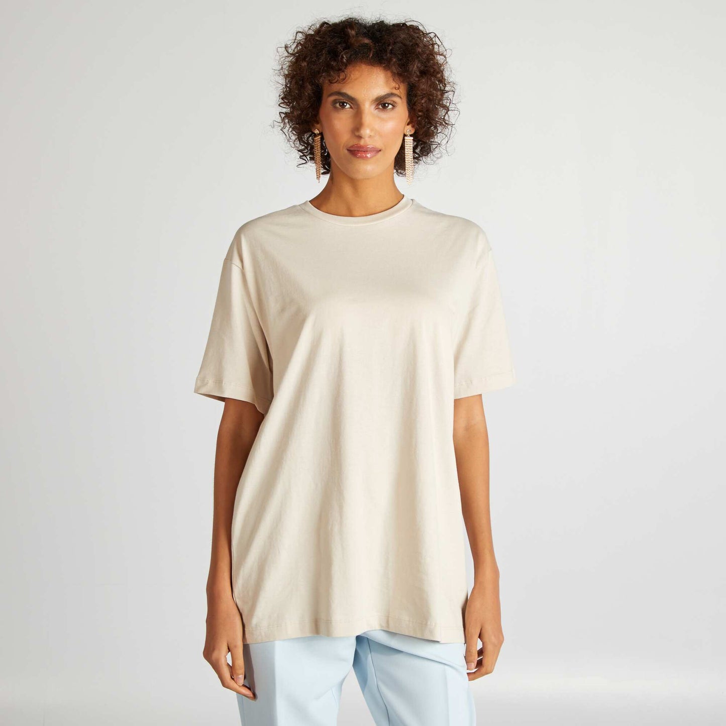 Tee-shirt basique fluide Gris clair
