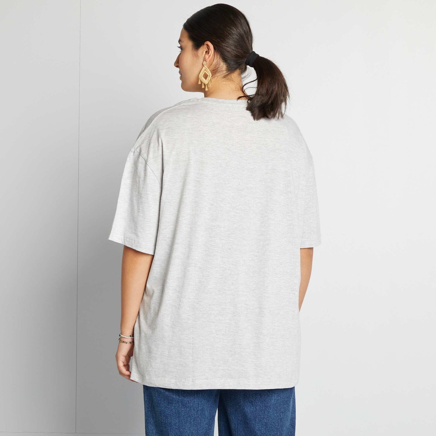 Tee-shirt en jersey uni manches courtes Gris