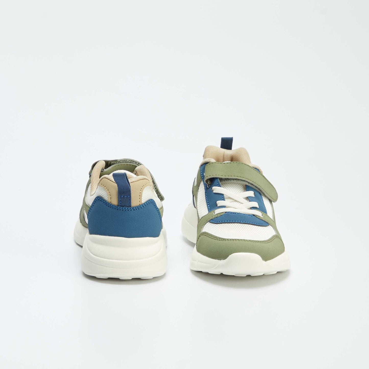 Baskets à scratch et lacets Kaki