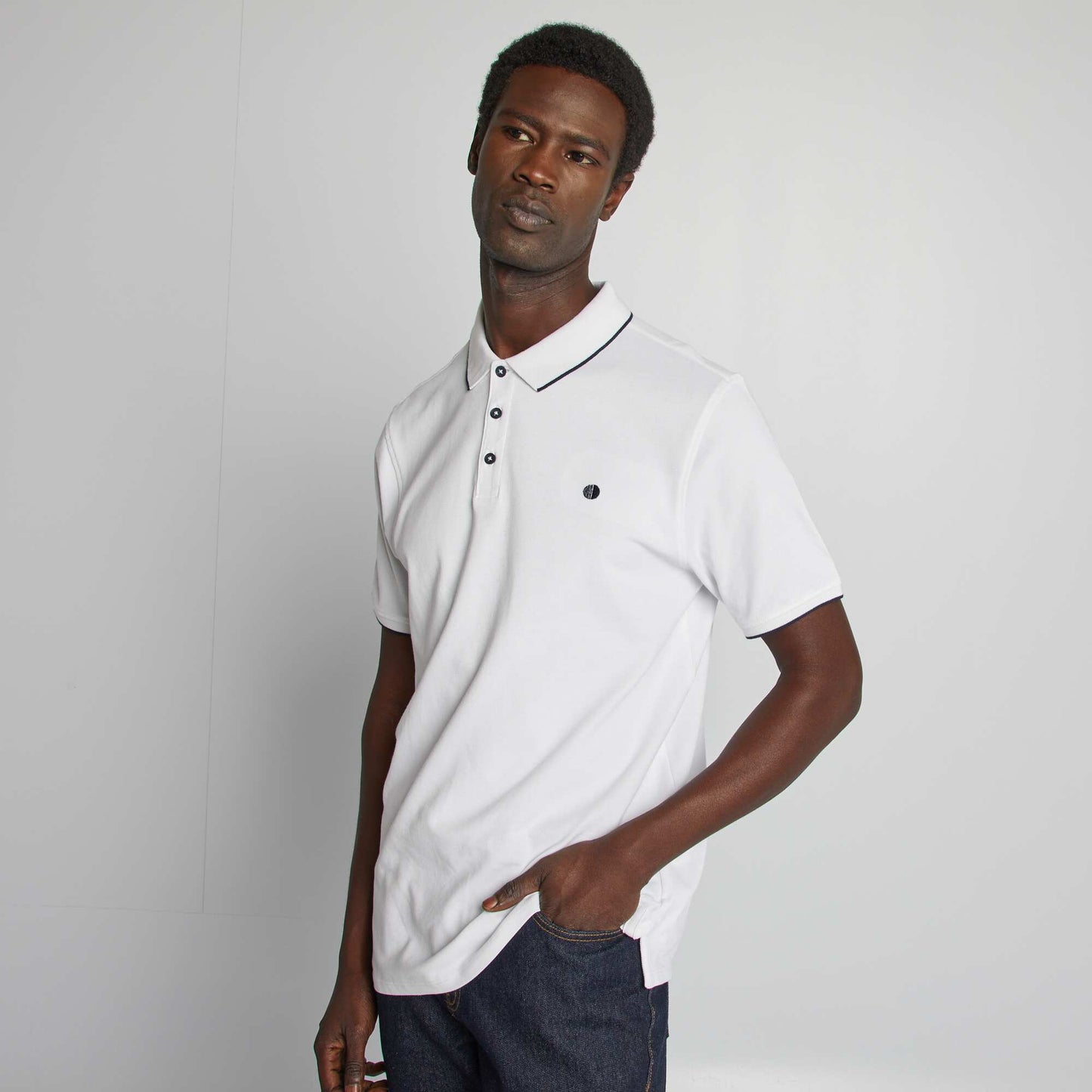 Polo en piqué  de coton BLANC