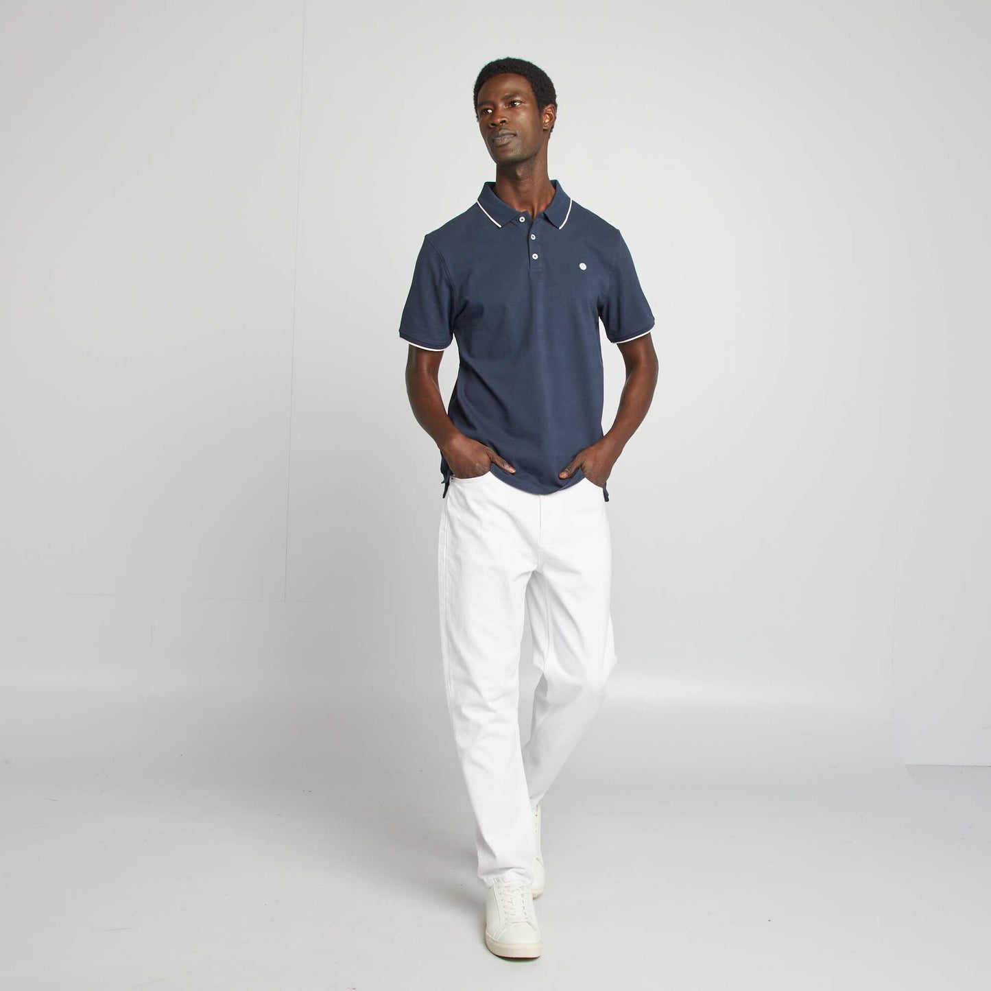 Polo en piqué de coton BLEU