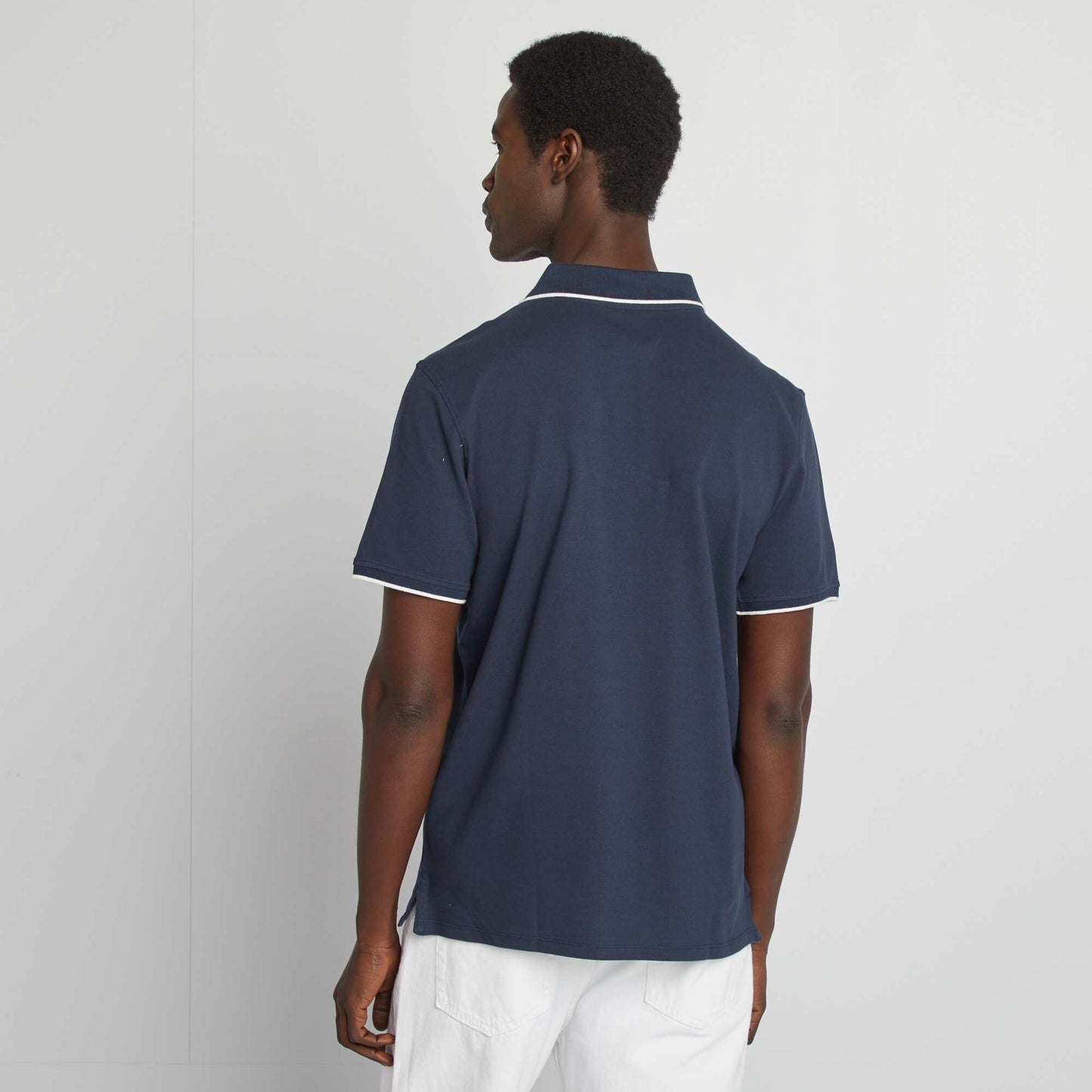 Polo en piqué de coton BLEU