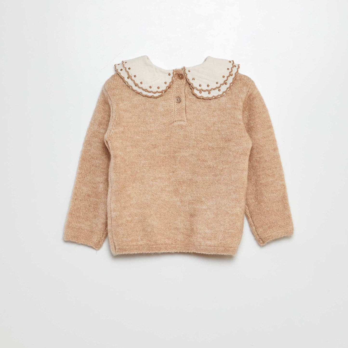 Pull avec col en gaze de coton BEIGE