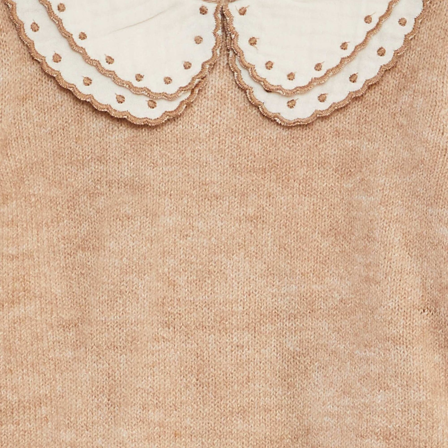 Pull avec col en gaze de coton BEIGE