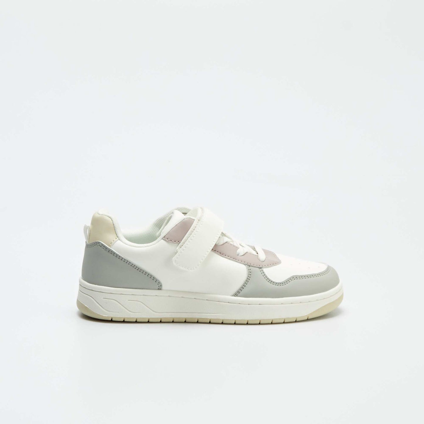 Baskets basses en simili color-block Blanc/gris